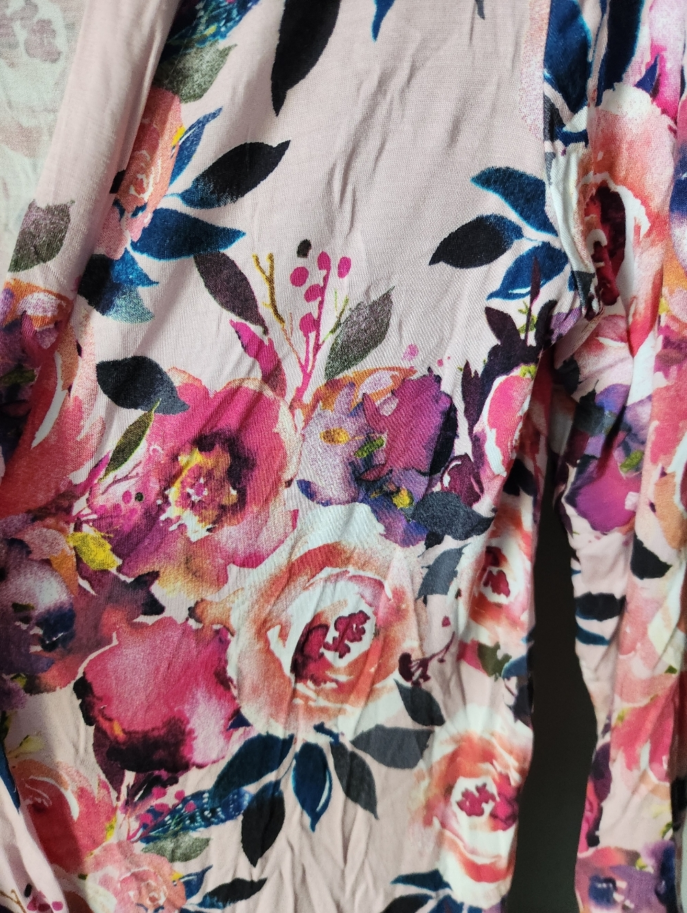 Posh Peanut Dusk Rose Floral Print Bamboo Robe Size Small No Belt - Picture 2 of 6